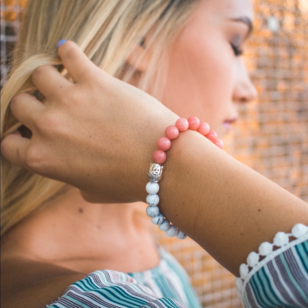 Pink Natural Stone Beaded Bracelet
